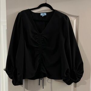 CeCe Black Ruched Blouse
